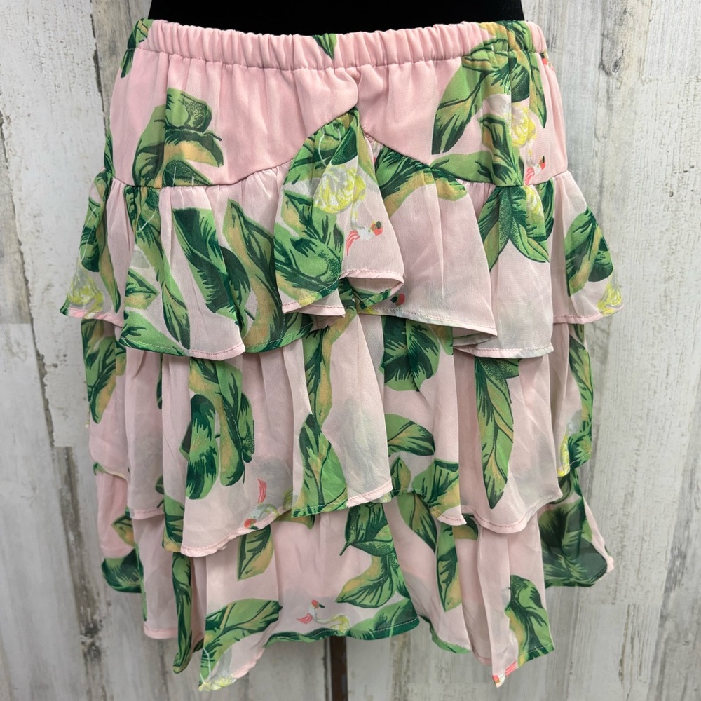The Webster‎ Miami at Target Floral Pink and Green Ruffle Mini Skirt